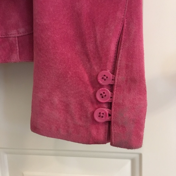 90s Y2K Pink Suede Vintage Leather Jacket Medium - Picture 5 of 8